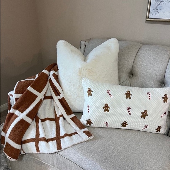 2-NWT CYNTHIA ROWLEY EMBROIDERED GINGERBREAD AND CANDY CANE HOLIDAY PILLOW - Picture 4 of 12